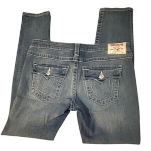 True Religion World Tour Skinny Jeans 32 Distressed Flap Y2K